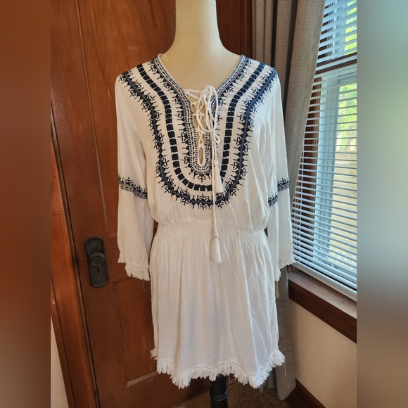 Raviya Swim New Raviya Womens Tassel Trim Cover Up Dress Swimsuit